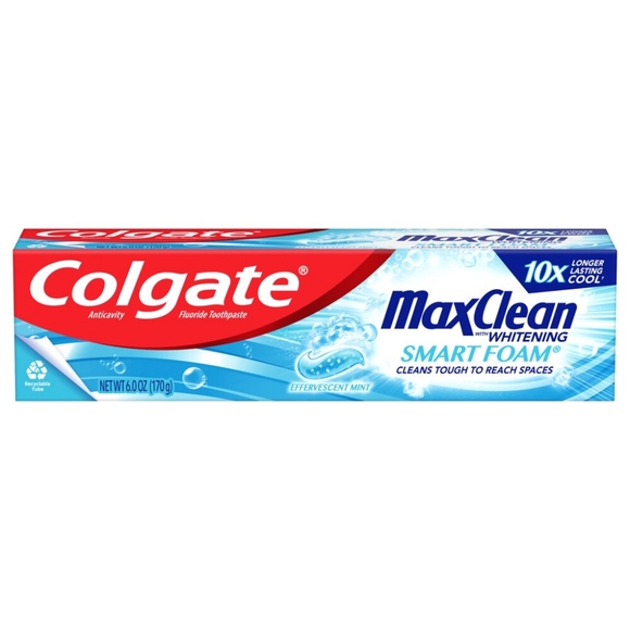 ⭐4/$15 Colgate Max Clean SmartFoam with Whitening Toothpaste Effervescent Mint - Picture 6 of 11